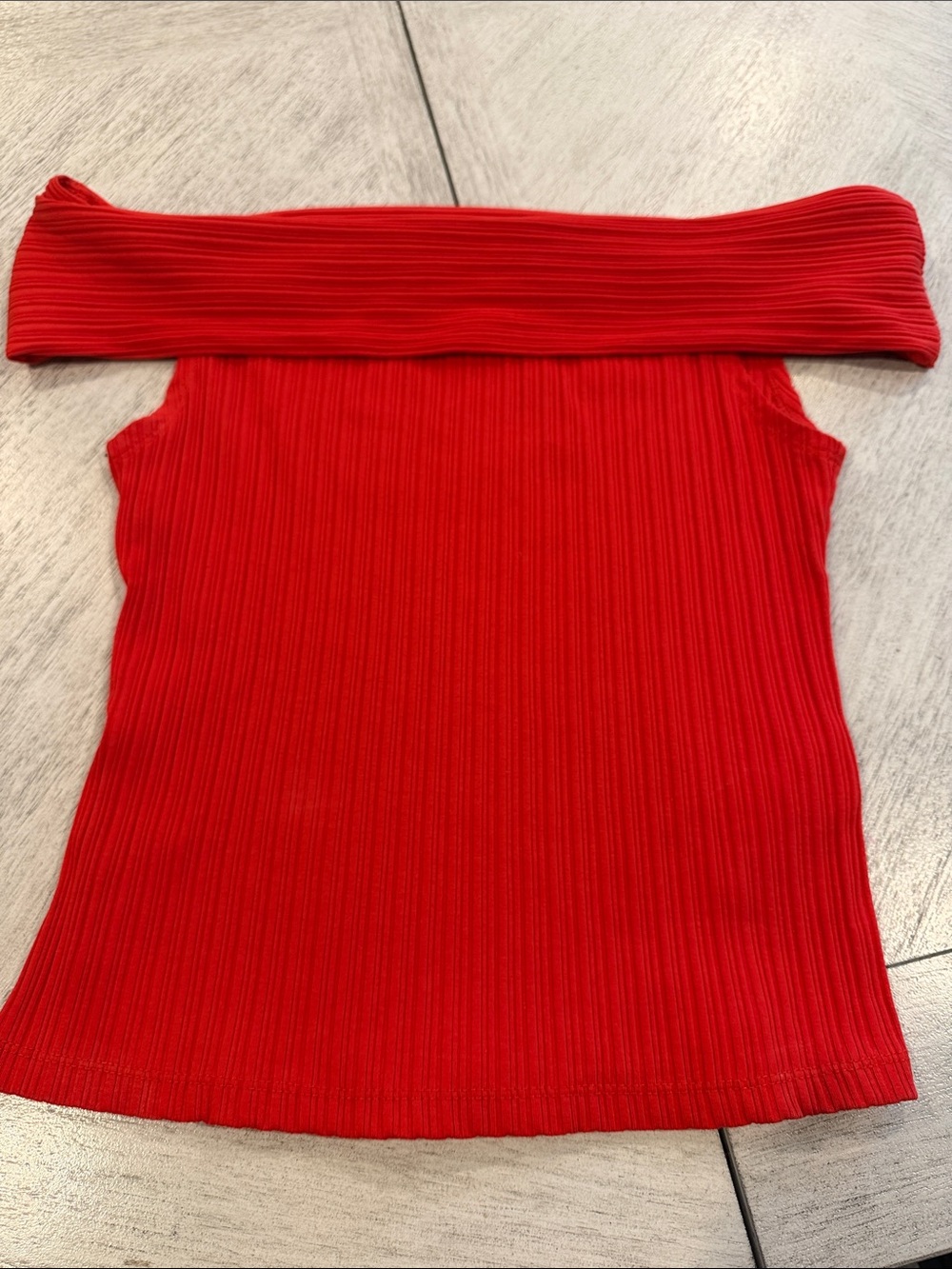 Madewell Red Off-the-Shoulder Ribbed Sweater Top